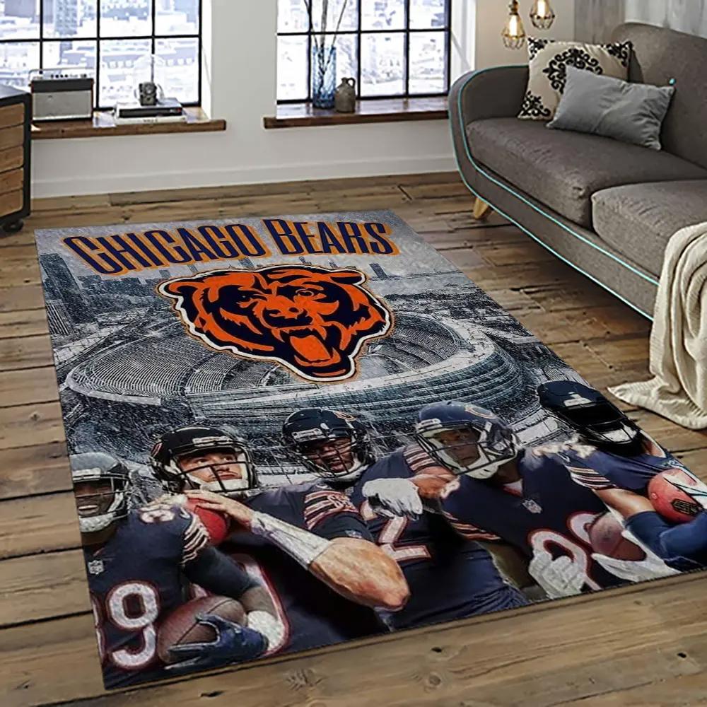 Nfl chicago bears football team logo sport carpet rectangle area rug for living room ccb65 Rectangle Rug