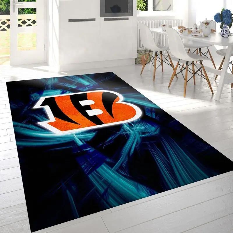 Nfl cincinnati bengals team area rug living room carpet home rug 15 Rectangle Rug