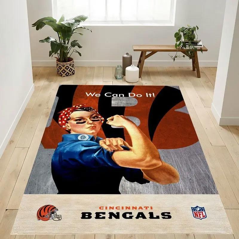 Nfl cincinnati bengals team area rug living room carpet home rug 22 Rectangle Rug