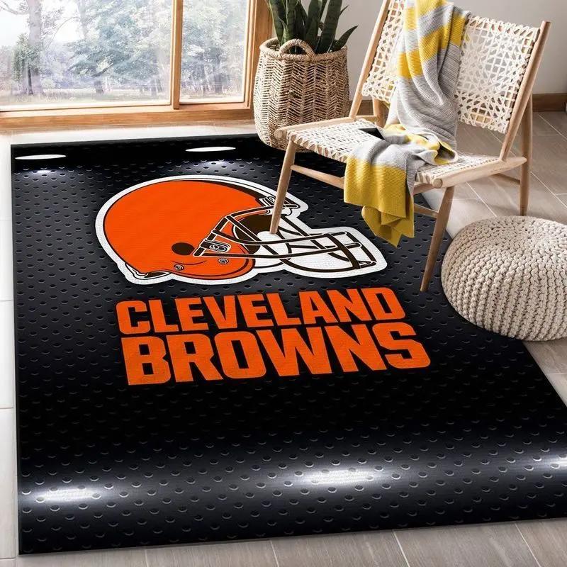 Nfl cleveland browns area rug football rug carpet floor decor home decor 17 Rectangle Rug