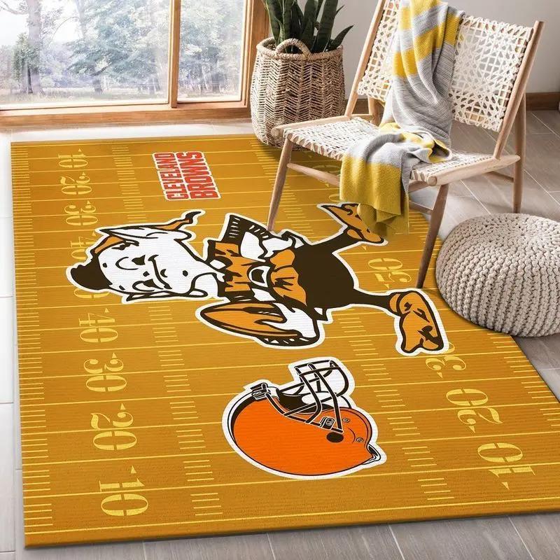 Nfl cleveland browns area rug football rug carpet floor decor home decor 2 Rectangle Rug