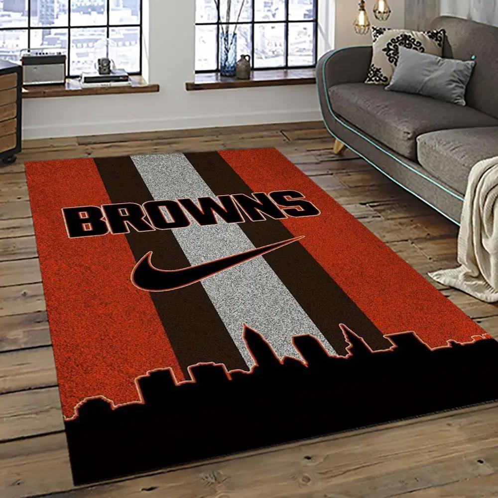 Nfl cleveland browns football team logo sport carpet rectangle area rug for living room cb19 Rectangle Rug