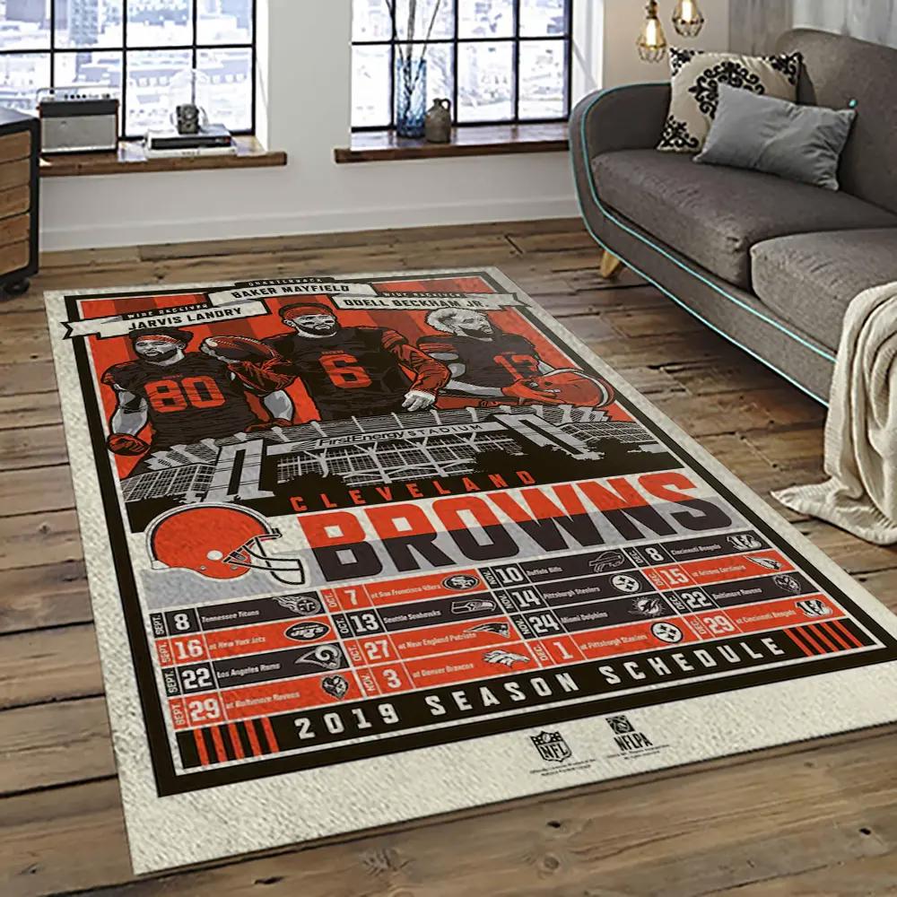 Nfl cleveland browns football team logo sport carpet rectangle area rug for living room cb80 Rectangle Rug