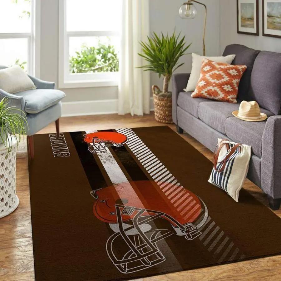 Nfl cleveland browns spirit arealiving football team logo carpet home decor Rectangle Rug