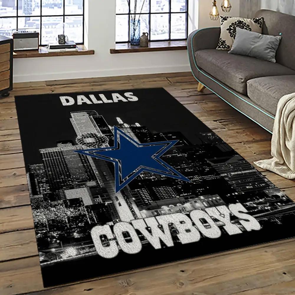Nfl dallas cowboy football team logo sport carpet rectangle area rug for living room dc21 Rectangle Rug