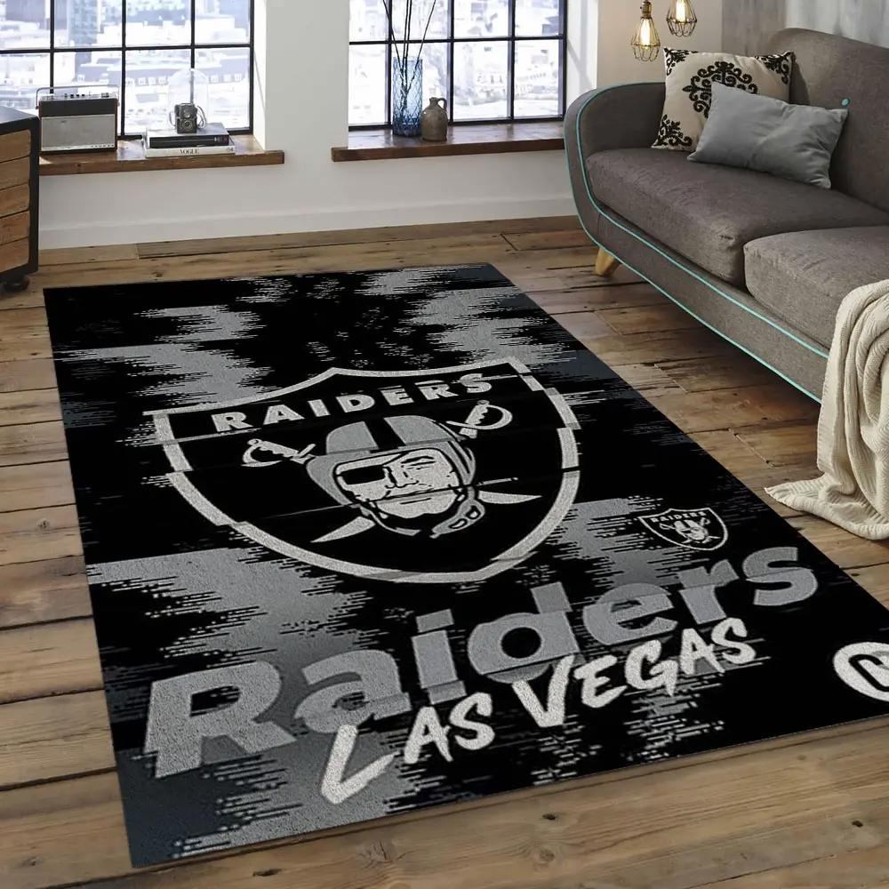 Nfl las vegas raiders football team logo rectangle area rug lvr08 Rectangle Rug