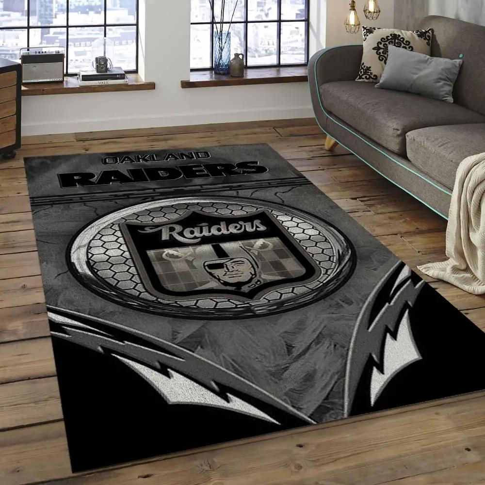 Nfl las vegas raiders football team logo rectangle area rug lvr45 Rectangle Rug