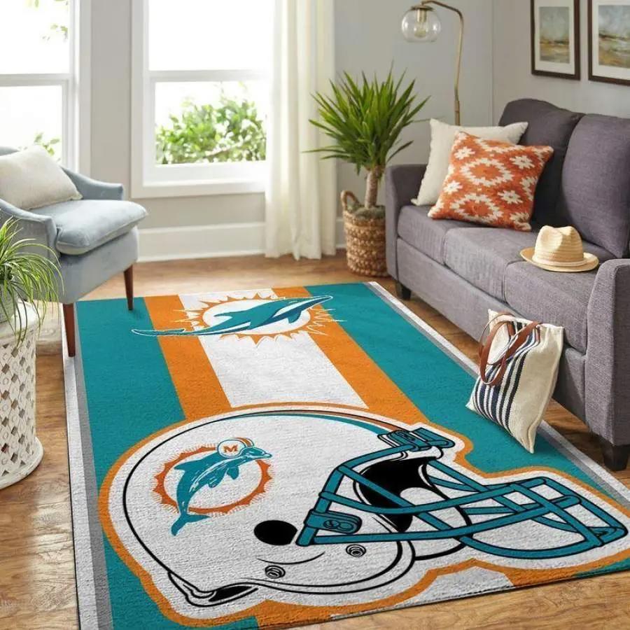 Nfl miami dolphins area rug living room rug floor decor the us decor Rectangle Rug