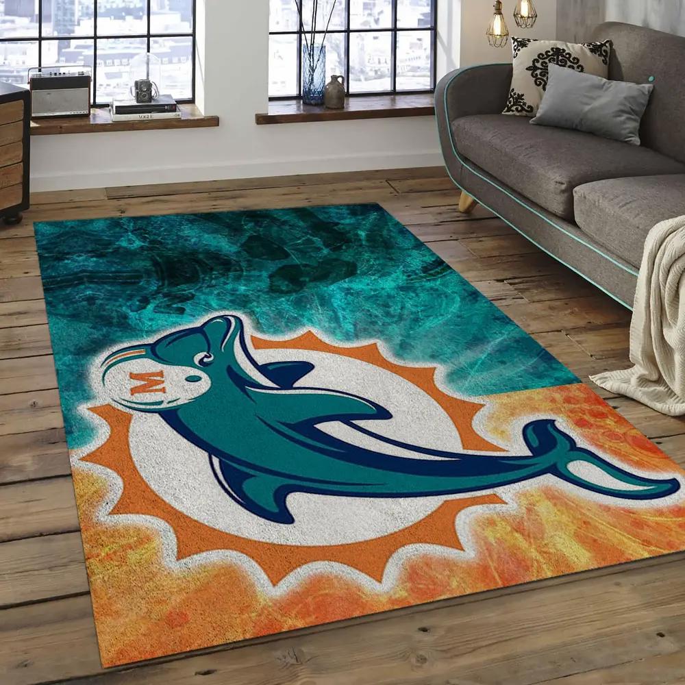 Nfl miami dolphins football team logo rectangle area rug mmd44 Rectangle Rug