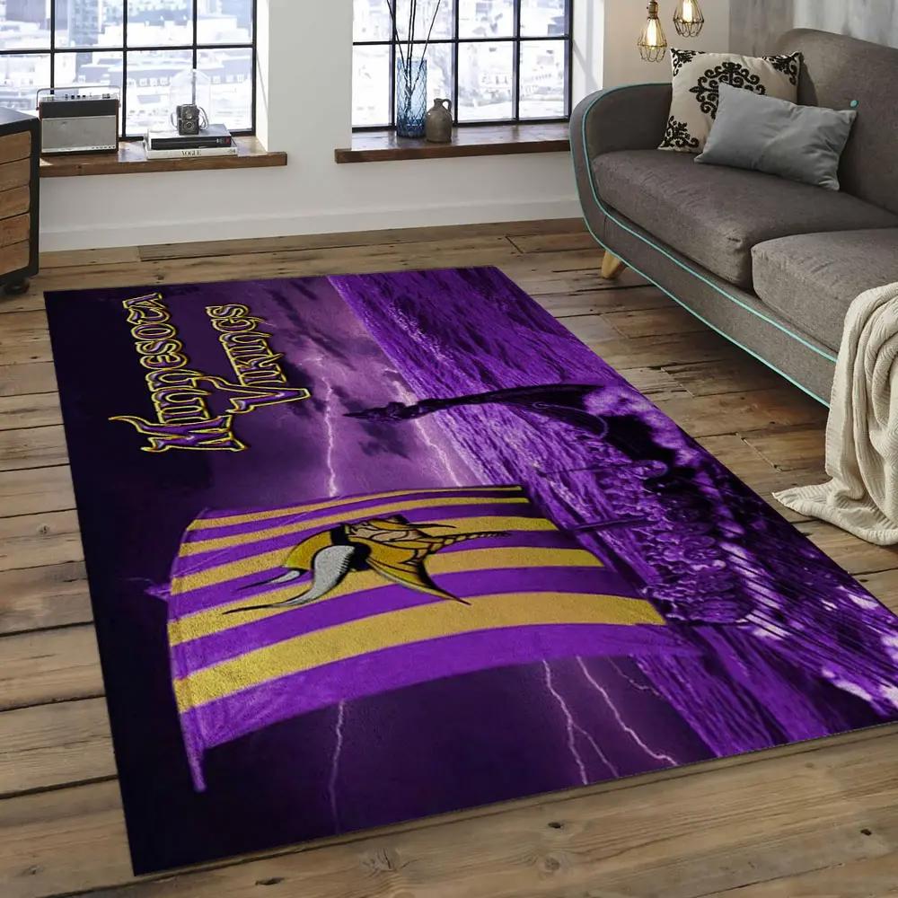 Nfl minnesota vikings football team logo rectangle area mv49 Rectangle Rug