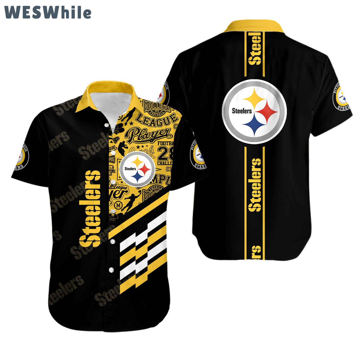 Nfl pittsburgh steelers black golden edition hawaiian shirt Hawaii Shirt Shorts & Flip Flops