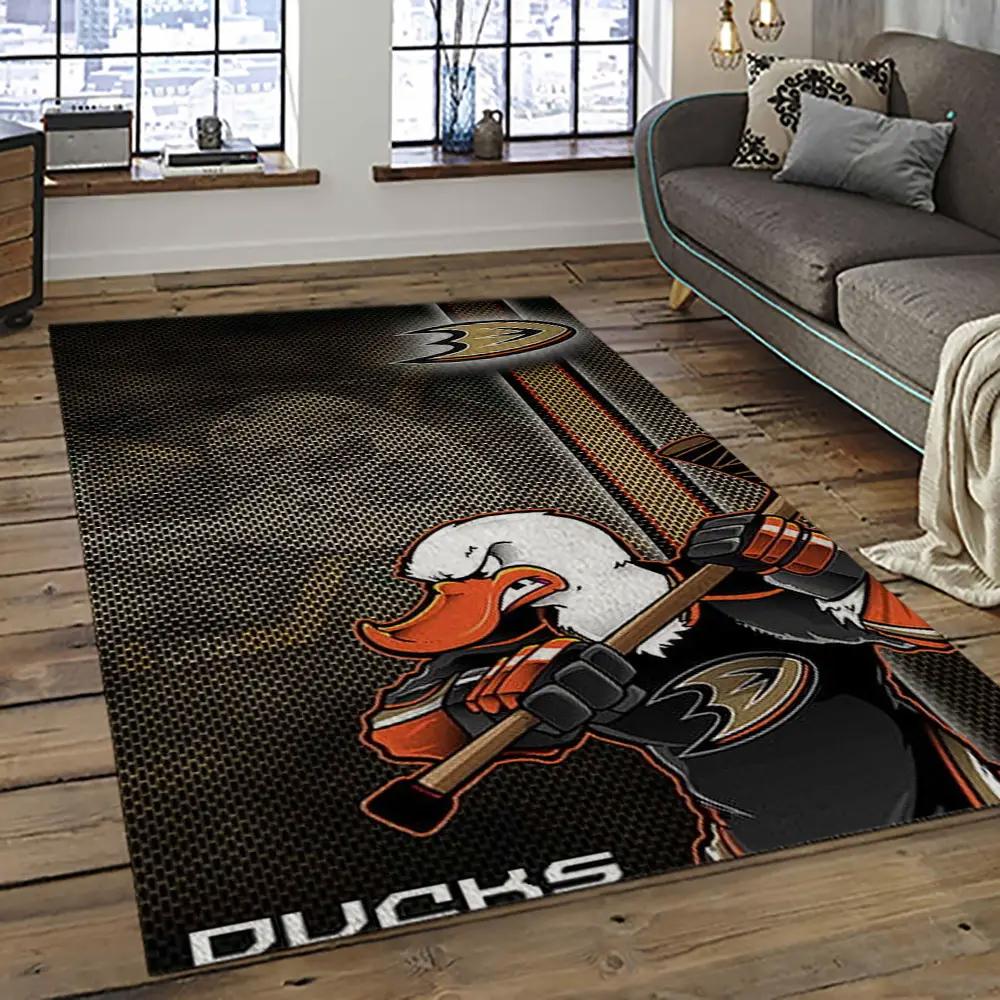 Nhl anaheim ducks ice hockey team logo sport carpet area rug home decor gift the ducks gift for fans gift for son ahd48 Rectangle Rug