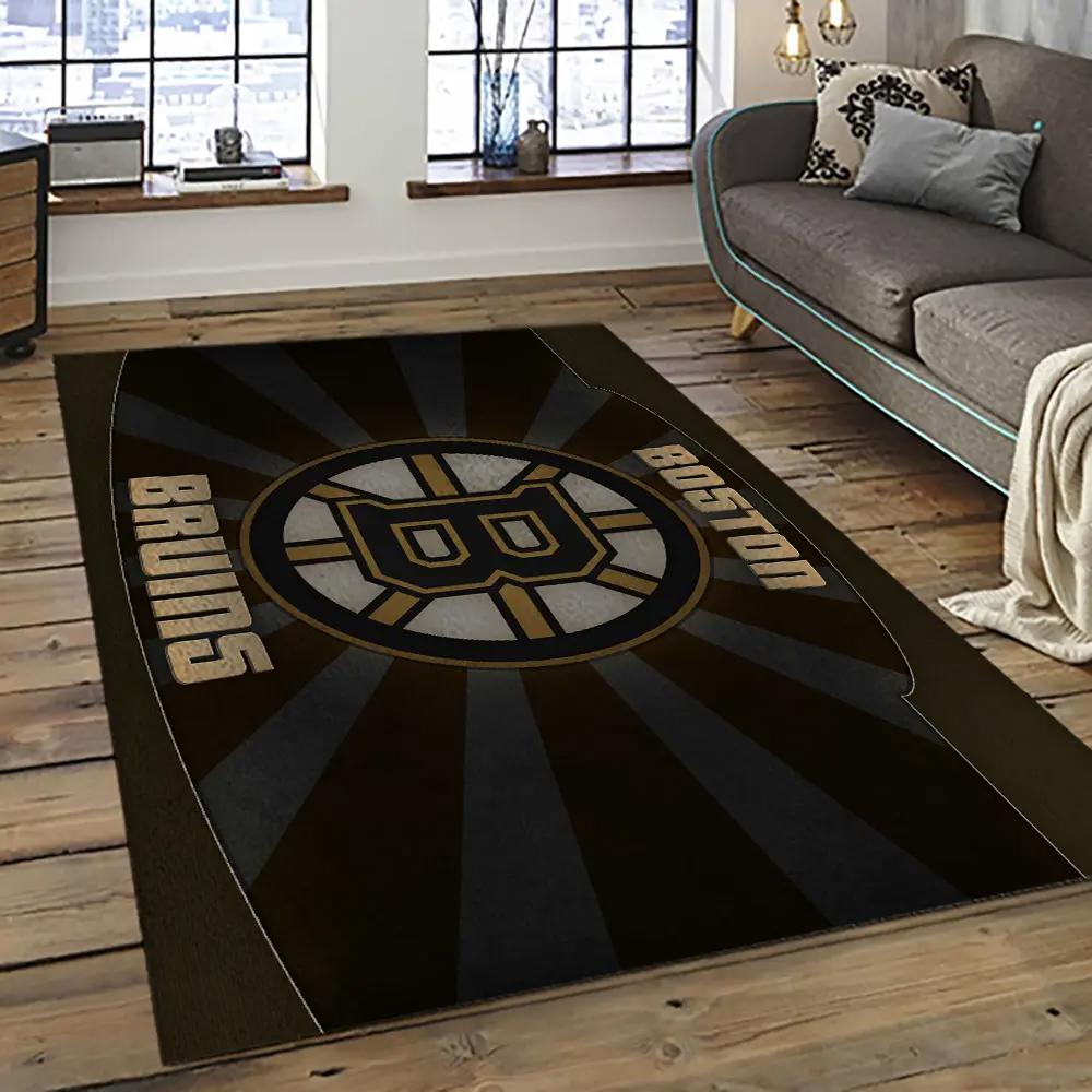Nhl boston bruins hockey team logo sport carpet rectangle area rug for living room bb04 Rectangle Rug