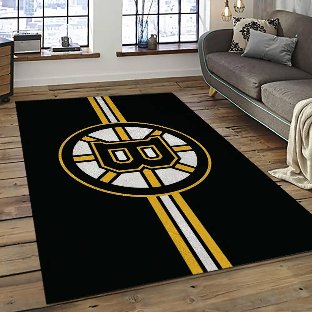 Nhl boston bruins hockey team logo sport carpet rectangle area rug for living room bb44 Rectangle Rug