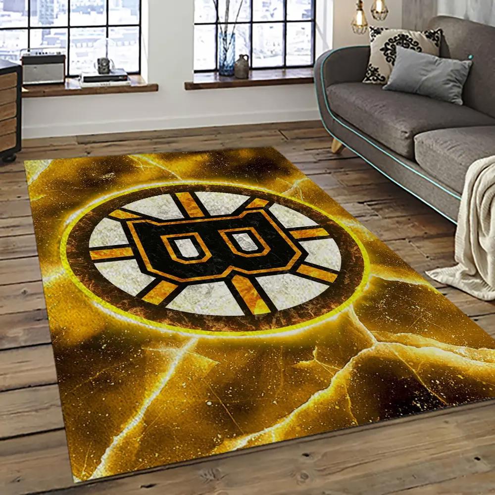 Nhl boston bruins hockey team logo sport carpet rectangle area rug for living room bb51 Rectangle Rug