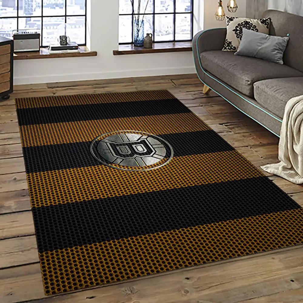 Nhl boston bruins hockey team logo sport carpet rectangle area rug for living room bb54 Rectangle Rug