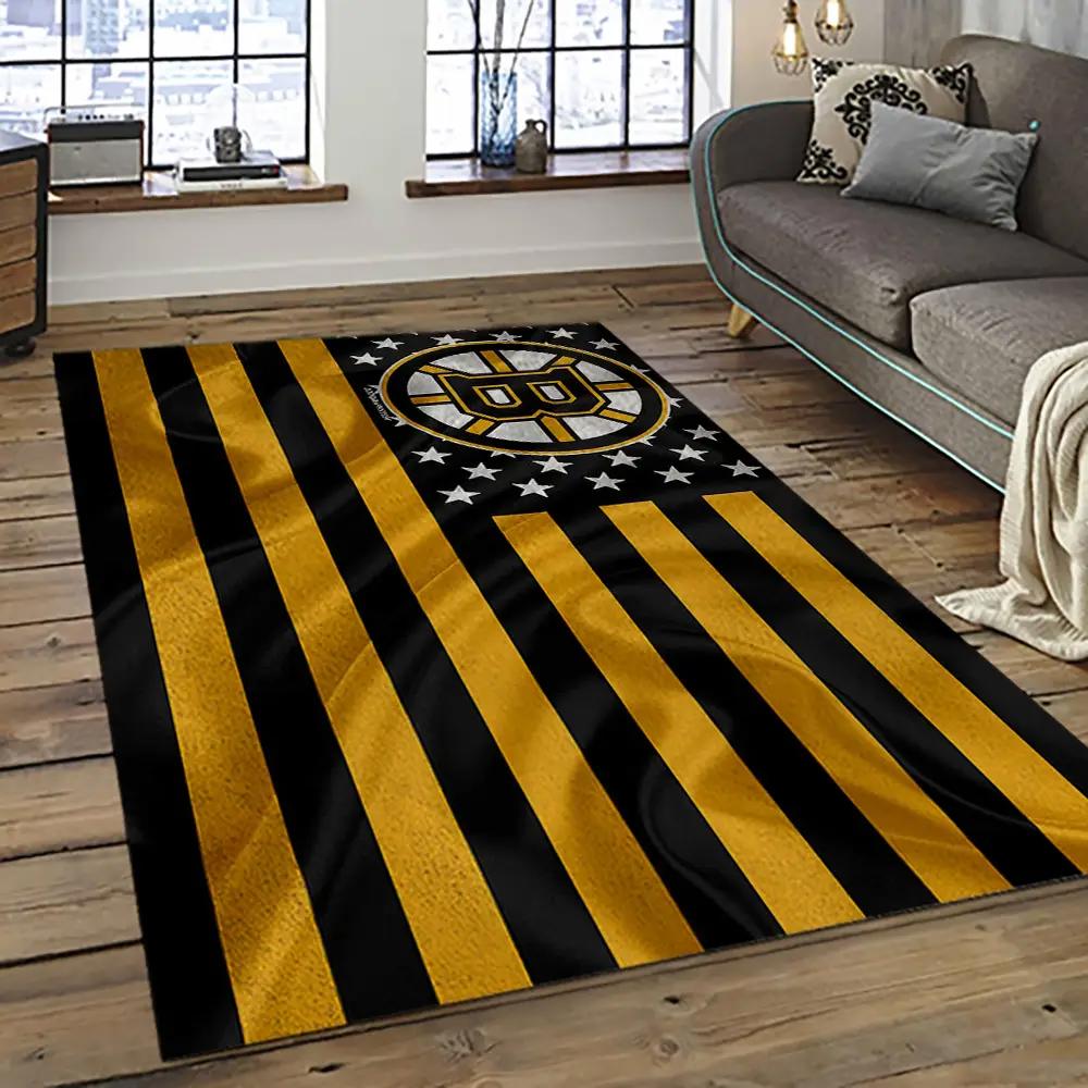 Nhl boston bruins hockey team logo sport carpet rectangle area rug for living room bb70 Rectangle Rug