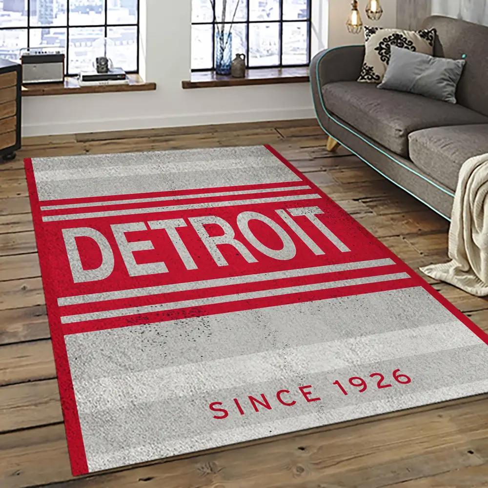Nhl detroit red wings hockey team logo sport carpet rectangle area rug for living room drw49 Rectangle Rug