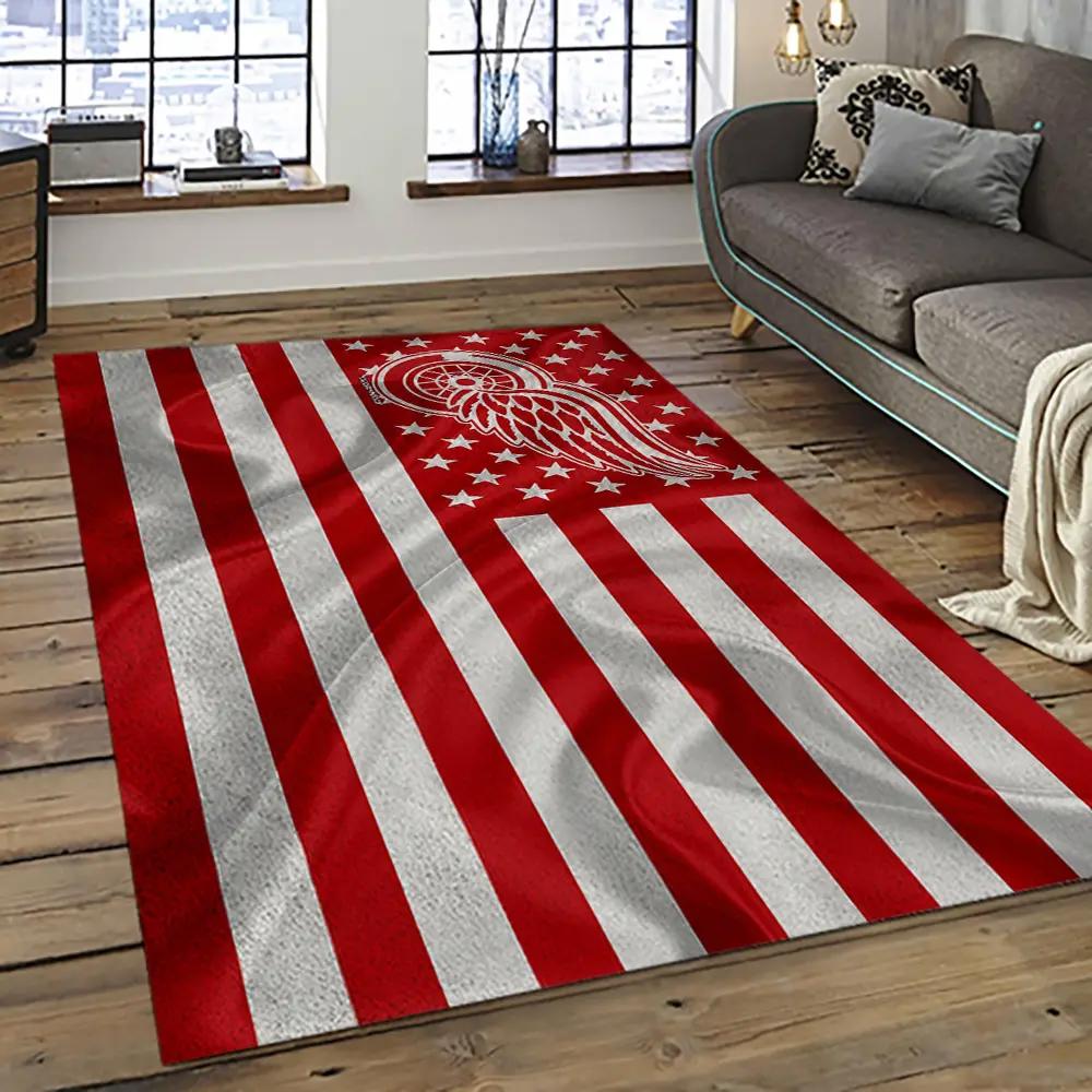 Nhl detroit red wings hockey team logo sport carpet rectangle area rug for living room drw66 Rectangle Rug