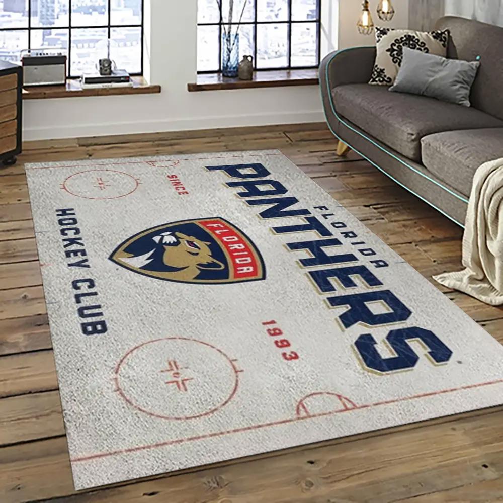 Nhl florida panthers hockey team logo sport carpet rectangle area rug for living room fp22 Rectangle Rug
