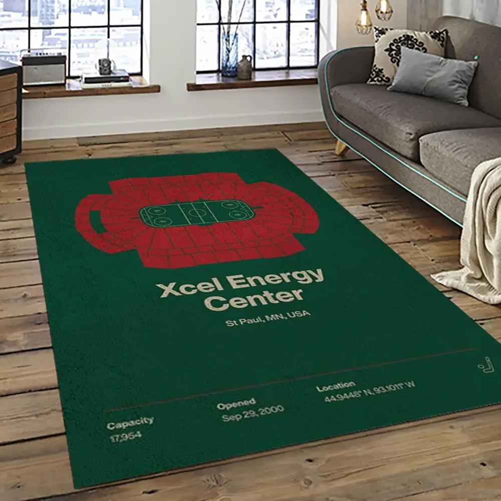 Nhl minnesota wild hockey team logo sport carpet rectangle area rug for living room mw03 Rectangle Rug