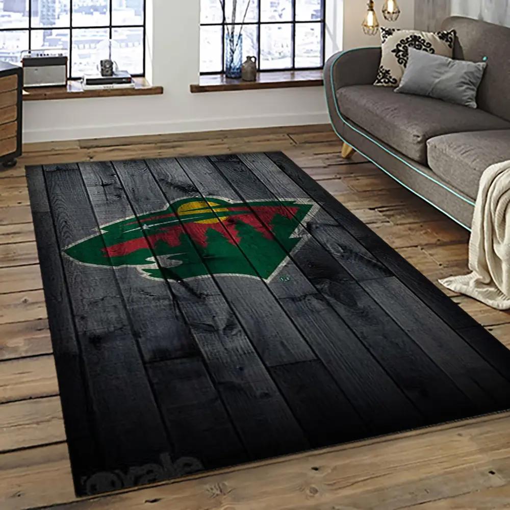 Nhl minnesota wild hockey team logo sport carpet rectangle area rug for living room mw21 Rectangle Rug