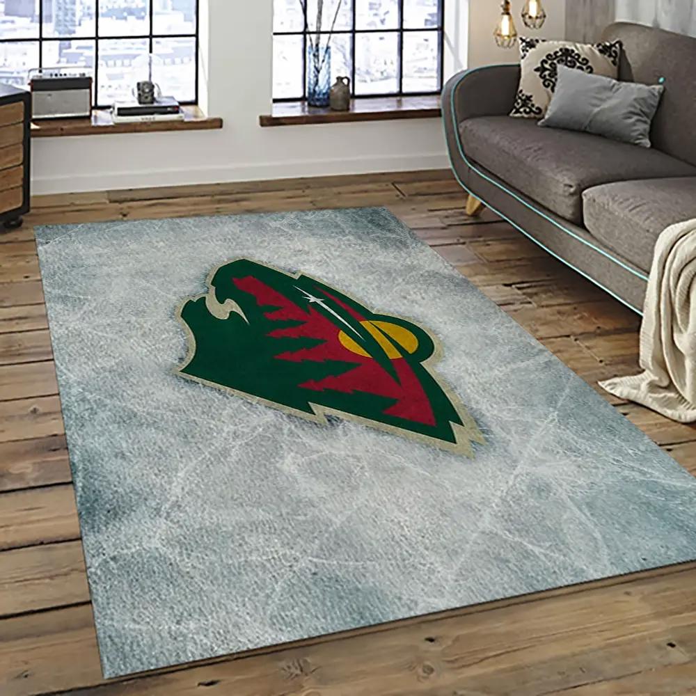 Nhl minnesota wild hockey team logo sport carpet rectangle area rug for living room mw30 Rectangle Rug