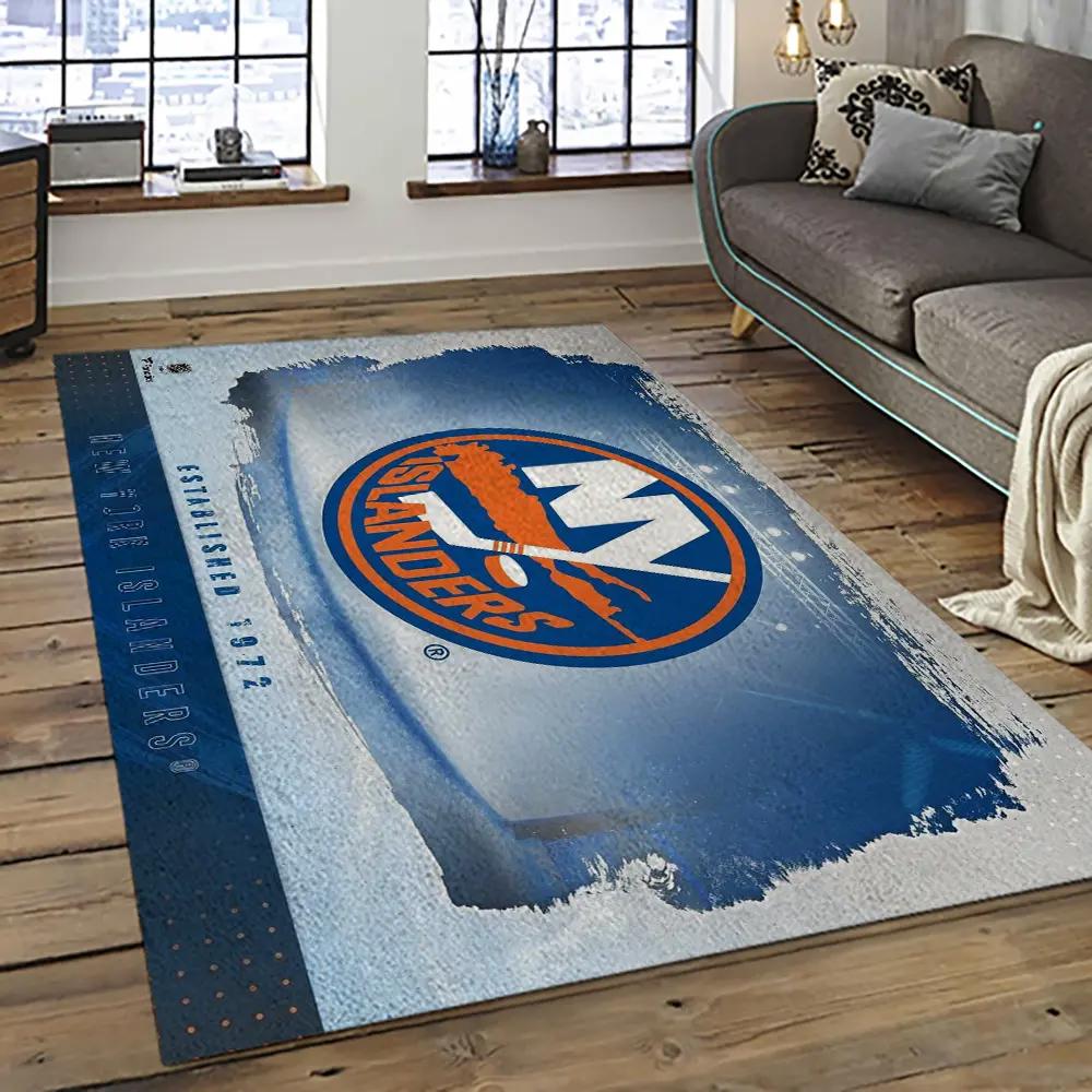 Nhl new york islanders hockey team logo sport carpet rectangle area rug for living room nyi28 Rectangle Rug