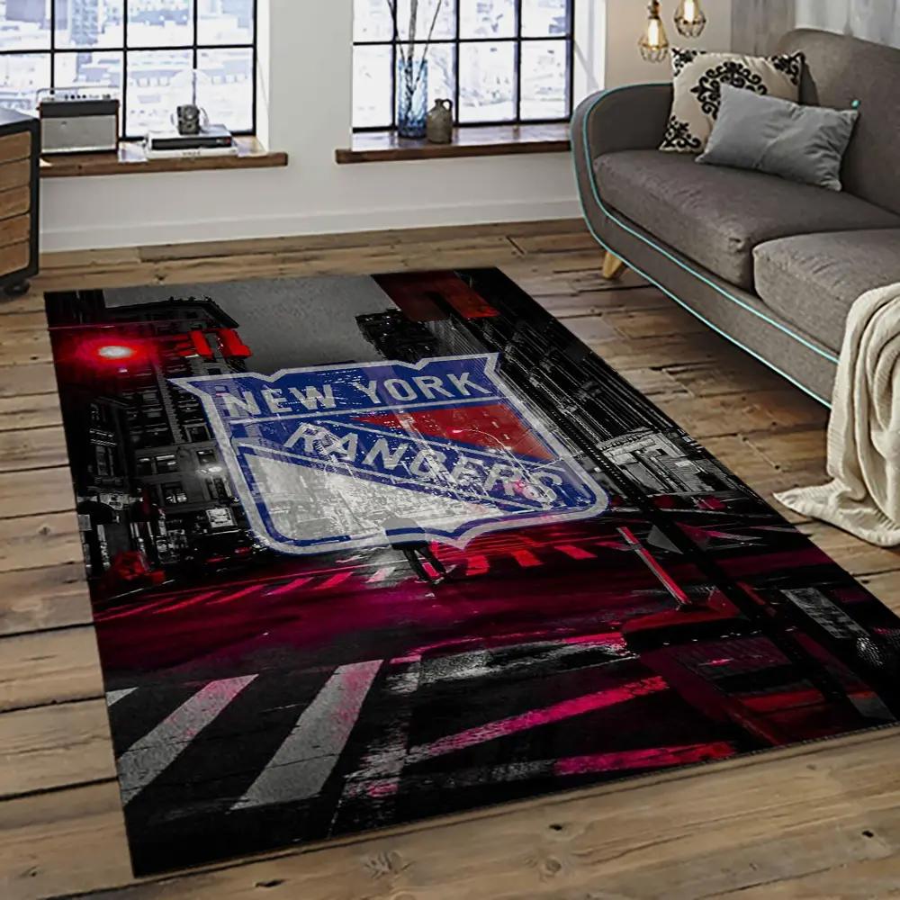 Nhl new york rangers hockey team logo sport carpet rectangle area rug for living room nyr15 Rectangle Rug