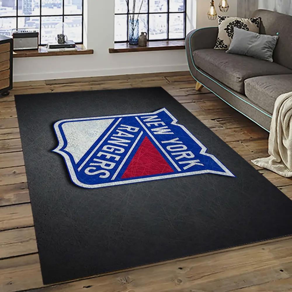 Nhl new york rangers hockey team logo sport carpet rectangle area rug for living room nyr46 Rectangle Rug