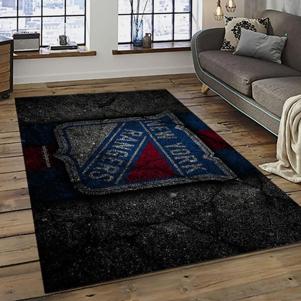 Nhl new york rangers hockey team logo sport carpet rectangle area rug for living room nyr54 Rectangle Rug