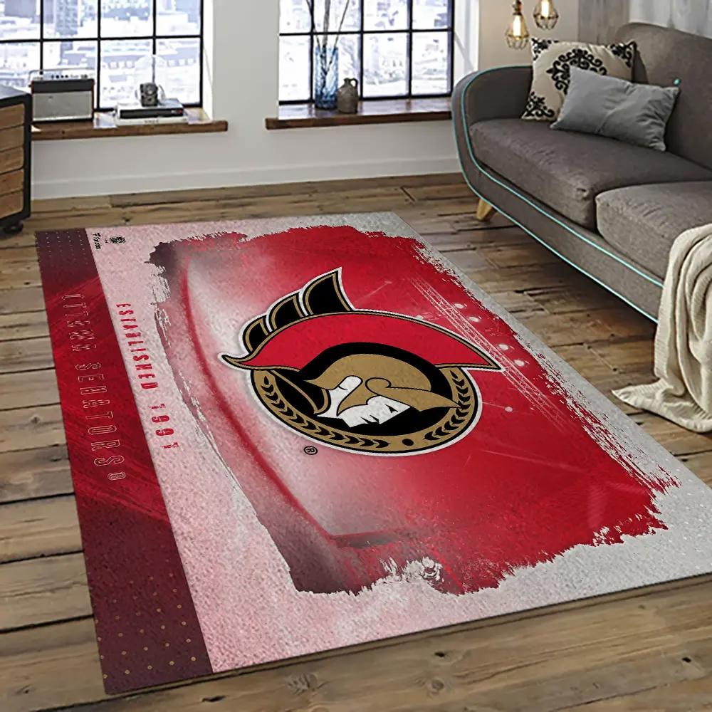 Nhl ottawa senators hockey team logo sport carpet rectangle area rug for living room os22 Rectangle Rug
