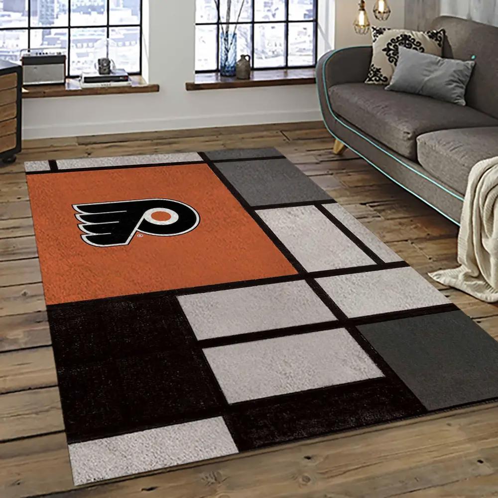 Nhl philadelphia flyers hockey team logo sport carpet rectangle area rug for living room pf07 Rectangle Rug