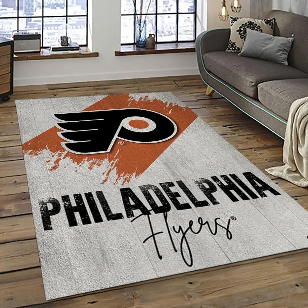 Nhl philadelphia flyers hockey team logo sport carpet rectangle area rug for living room pf17 Rectangle Rug