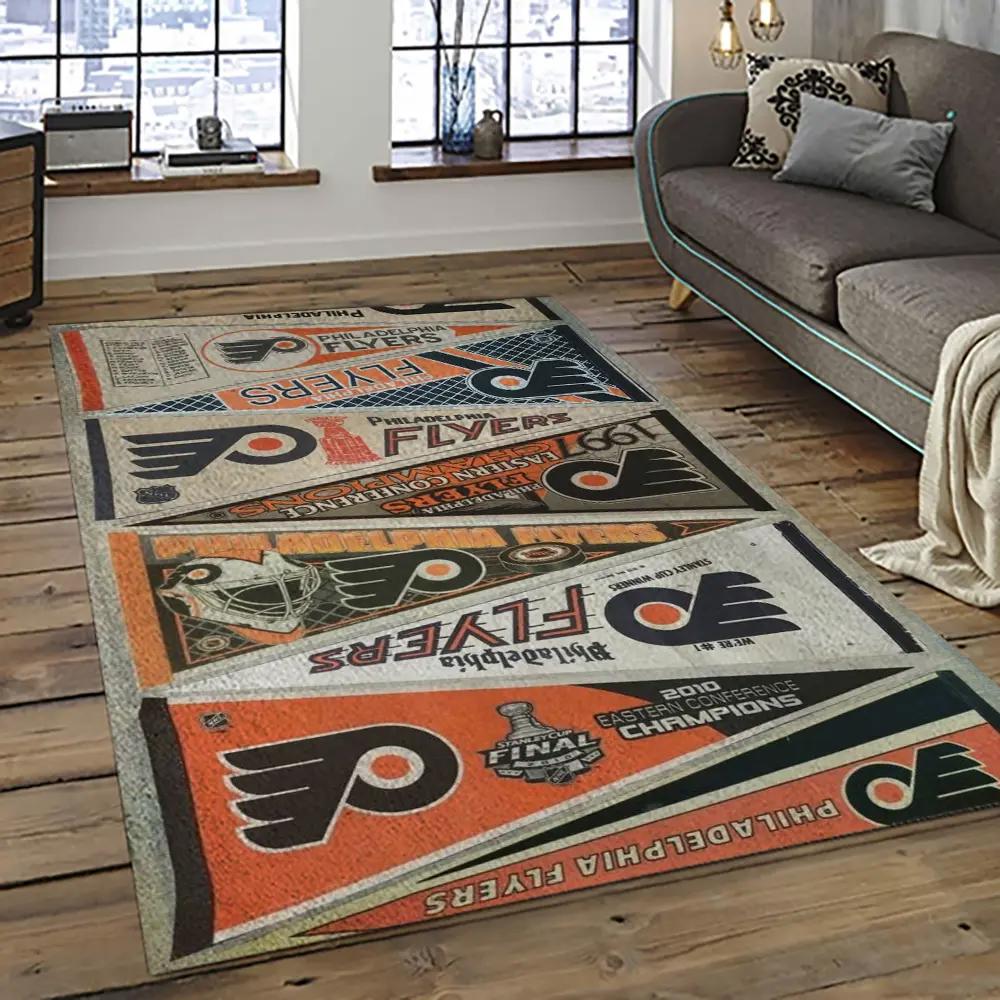 Nhl philadelphia flyers hockey team logo sport carpet rectangle area rug for living room pf46 Rectangle Rug