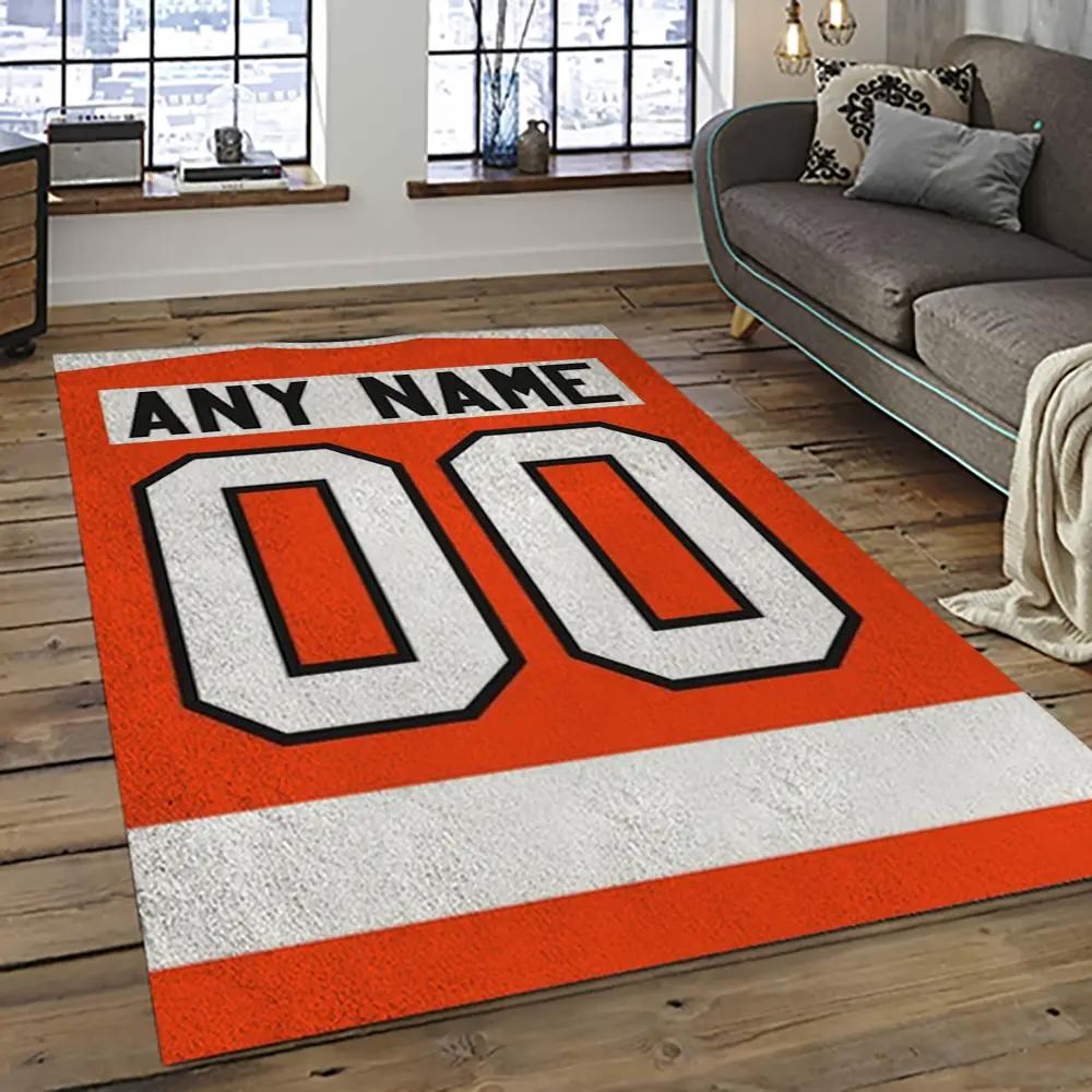 Nhl philadelphia flyers hockey team logo sport carpet rectangle area rug for living room pf55 Rectangle Rug