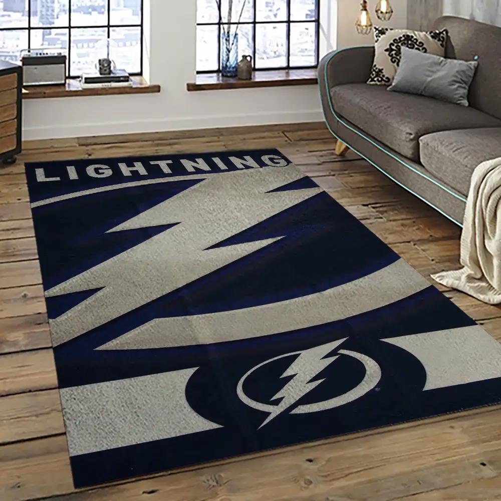 Nhl tampa bay lightning hockey team logo sport carpet rectangle area rug for living room tbl11 Rectangle Rug