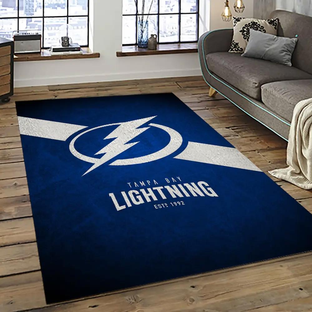 Nhl tampa bay lightning hockey team logo sport carpet rectangle area rug for living room tbl34 Rectangle Rug
