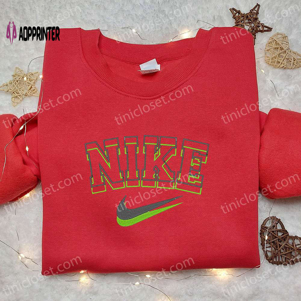 Nike embroidered shirt: stylish outline design perfect christmas gift idea Embroidered Shirt