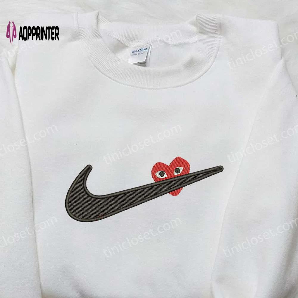 Nike heart love swoosh shirt: perfect valentine s gift with embroidered logo Embroidered Shirt