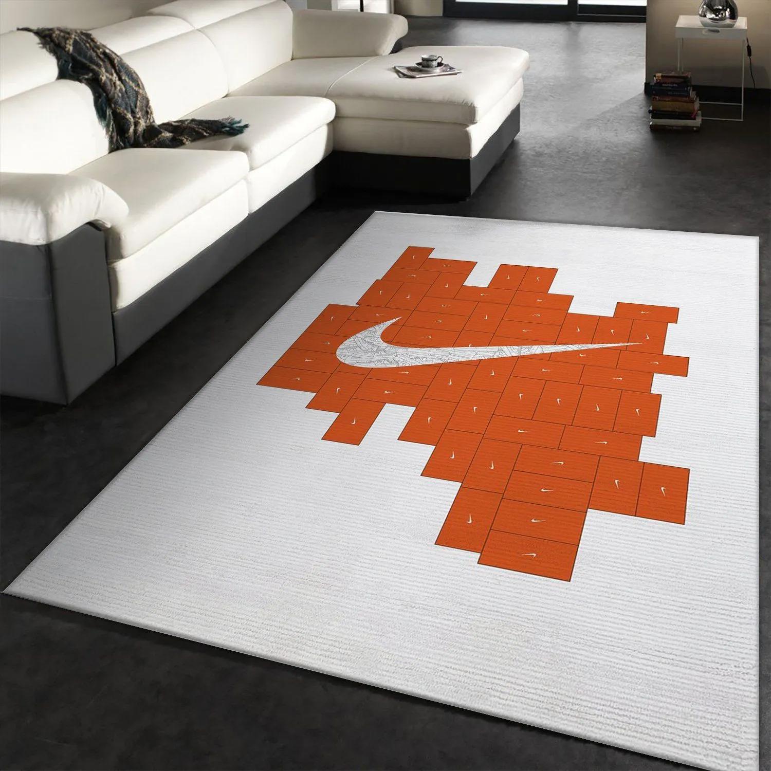 Nike logo type 787. Upgrade Your Living Room with Luxury Home Decor: Area Carpets, Floor Decor, Door Mats, and Hot Gift Items with style a High-End Fashion Brand Rectangle Rug