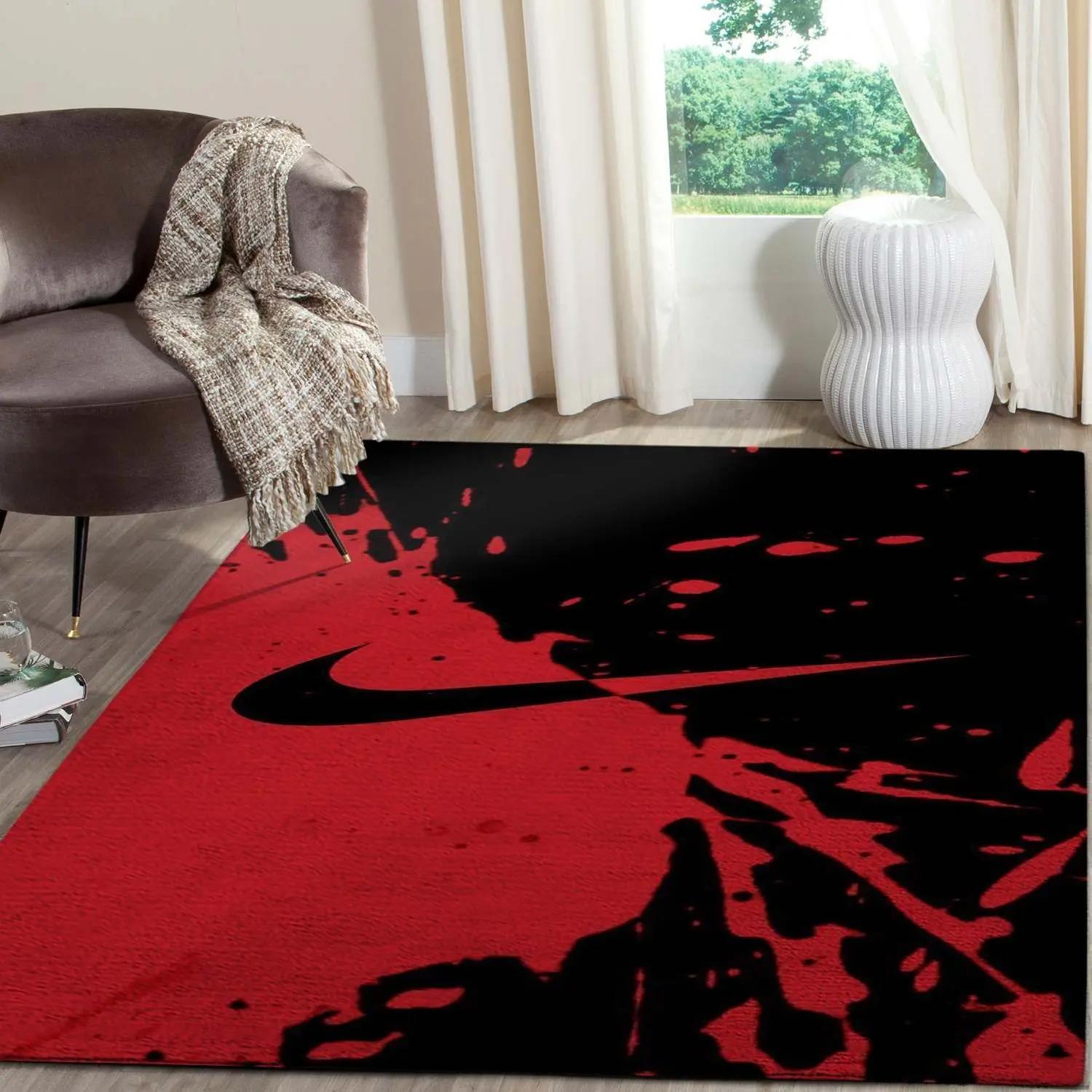 Nike sport logo red area rugs living room carpet fn211205 brands fashion rug regtangle carpet floor decor home decor Rectangle Rug