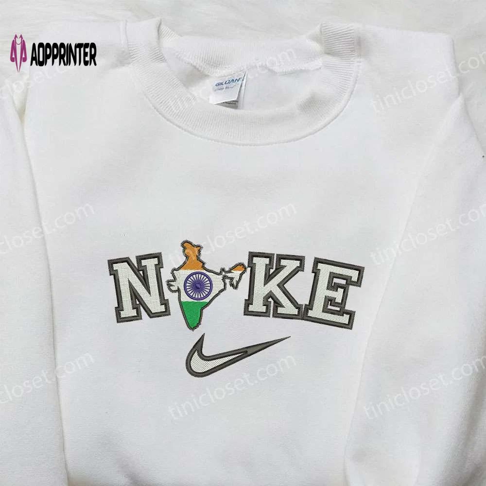 Nike x india map embroidered shirt: trendy national day gift idea with nike-inspired design Embroidered Shirt