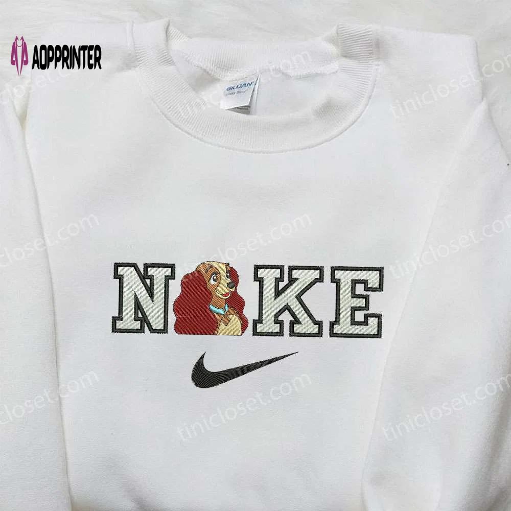 Nike x lady dog embroidered shirt: lady and the tramp cartoon tee Embroidered Shirt