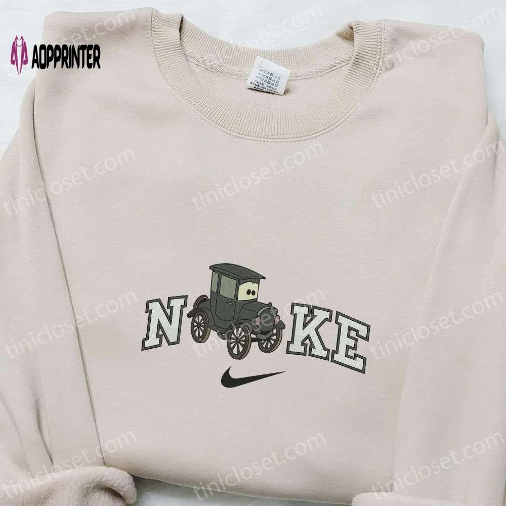 Nike x lizzie cars disney embroidered sweatshirt: cartoon hoodie & inspired t-shirt Embroidered Shirt