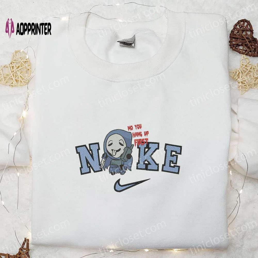 Nike x no you hang up first ghost embroidered shirt – spooky & inspired design Embroidered Shirt