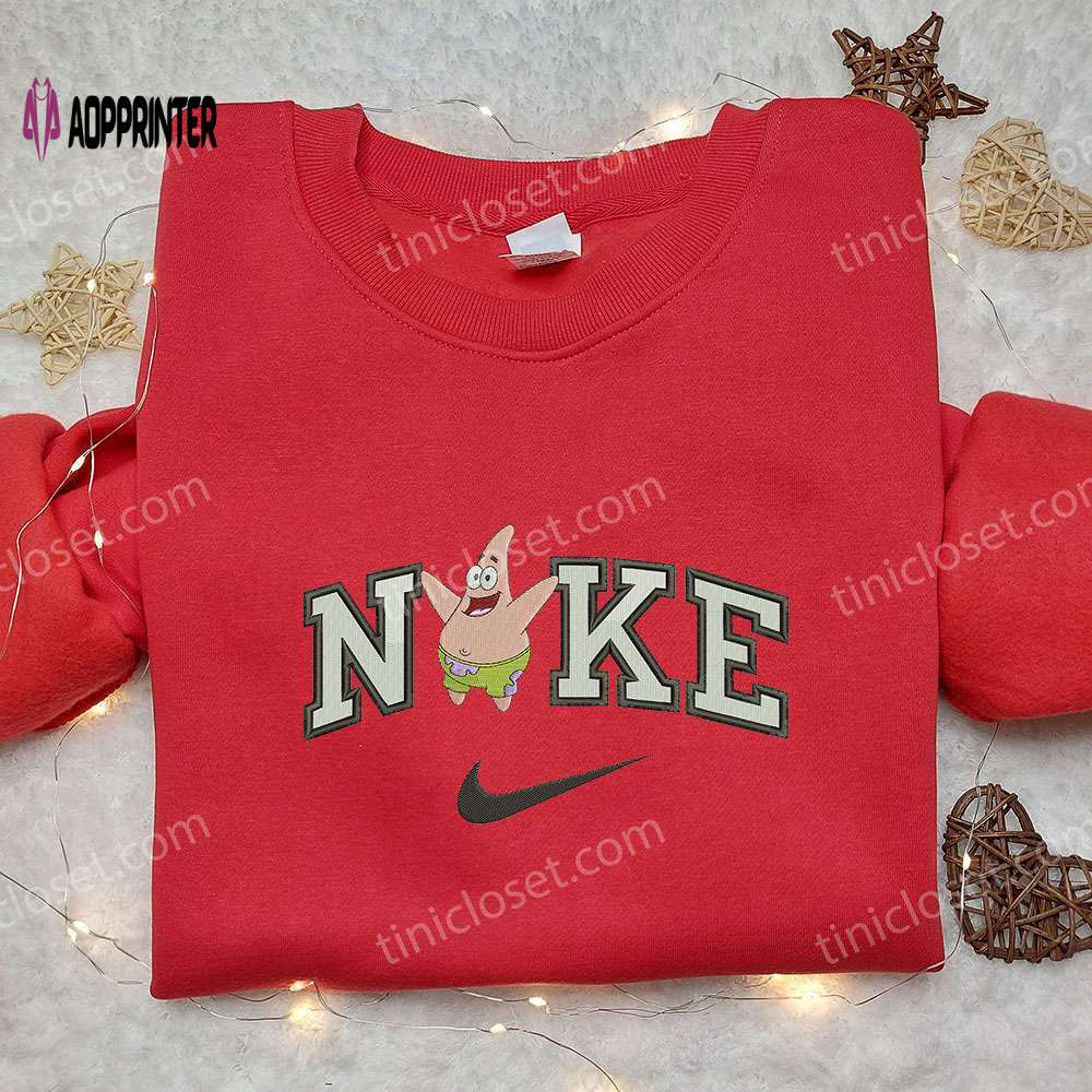 Nike x patrick star embroidered sweatshirt: spongebob 4d cartoon shirt nike inspired Embroidered Shirt