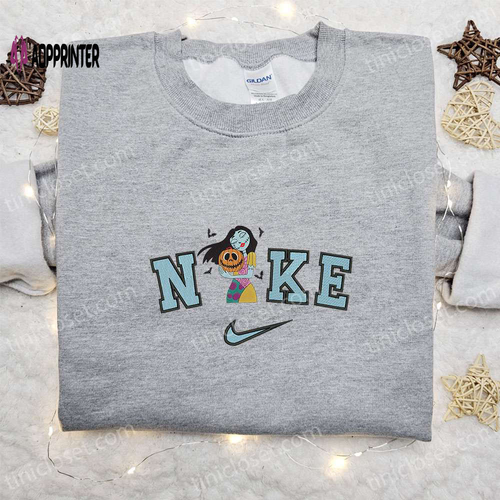 Nike x spooky sally halloween pumpkin bats embroidered shirt nightmare before christmas characters t-shirt Embroidered Shirt
