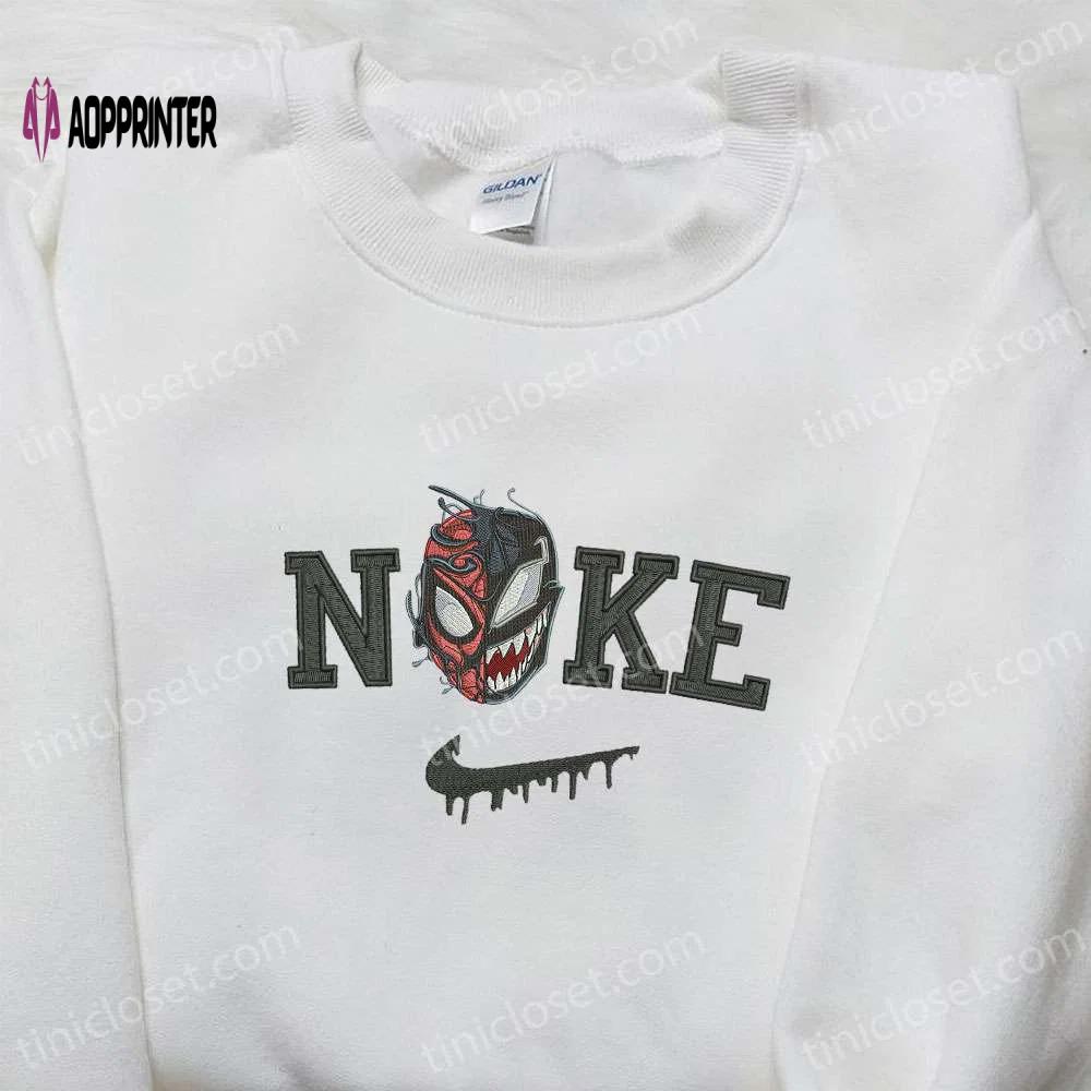 Nike x venom embroidered shirt & spooky halloween sweatshirt – unique nike inspired embroidered hoodie Embroidered Shirt