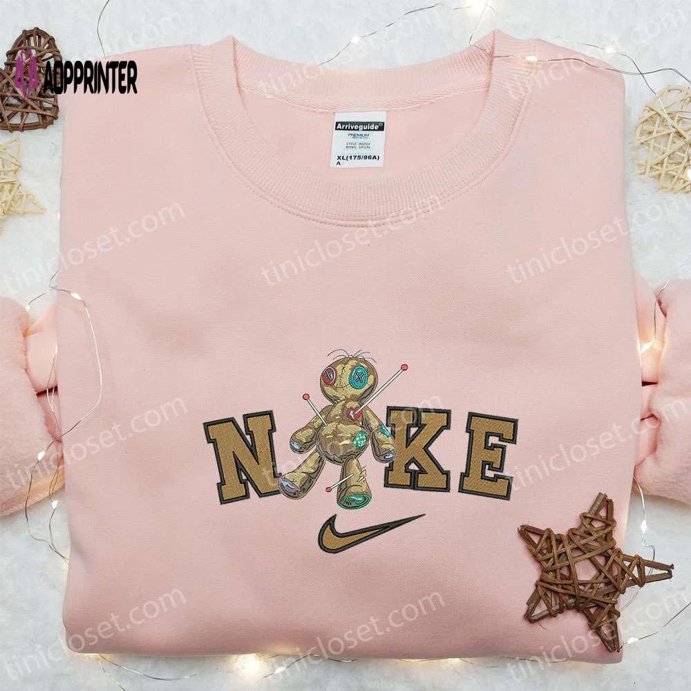 Nike x voodoo doll embroidered hoodie: spooky halloween sweatshirt best family gift Embroidered Shirt